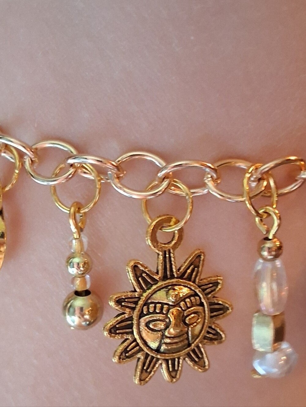 Hand Crafted Gold Sun & Moon Charm Bracelet - Picture 7 of 10